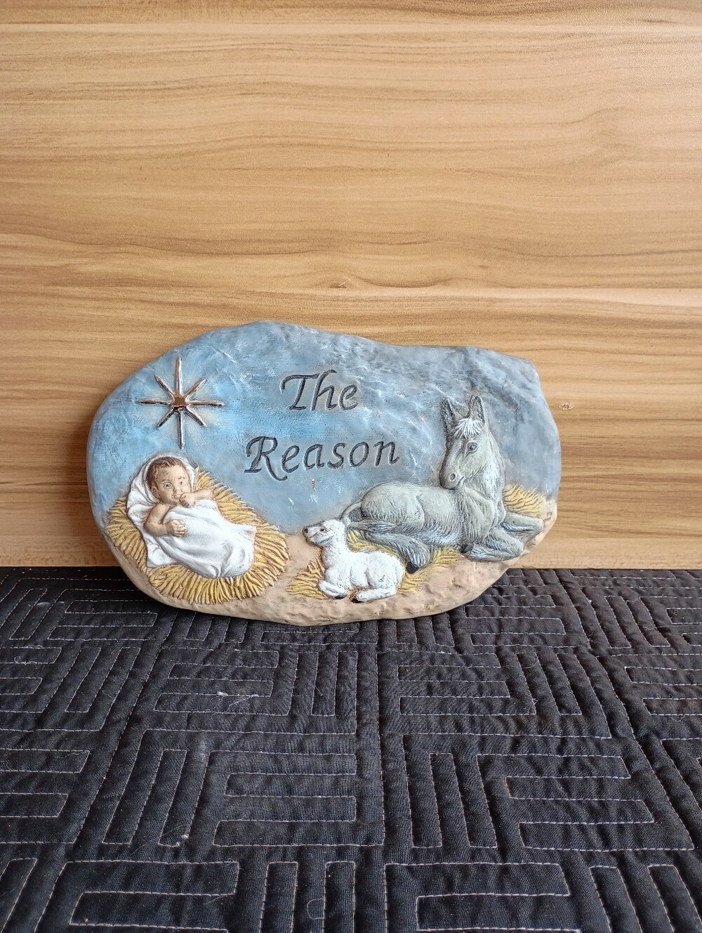 The Reason Blue & Cream Nativity Wall Plaque -